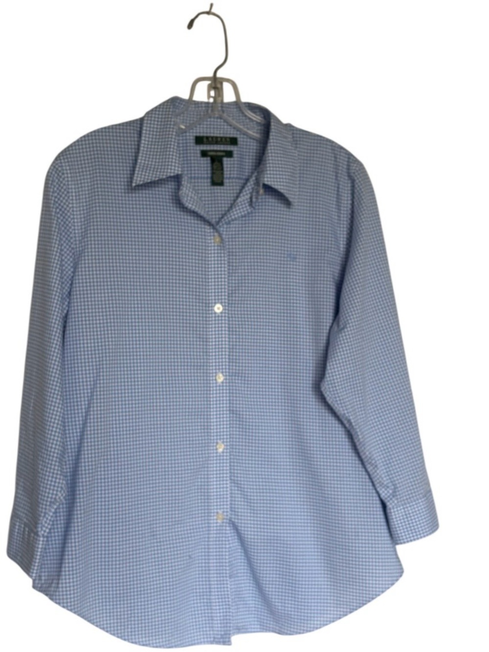 Lauren Ralph Lauren Women's Easy Care Gingham Cotton Shirt Large